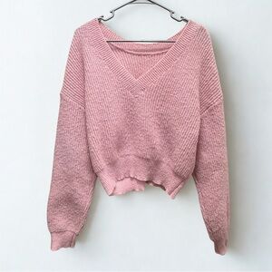 Pink V-Neck Women's Sweater‎